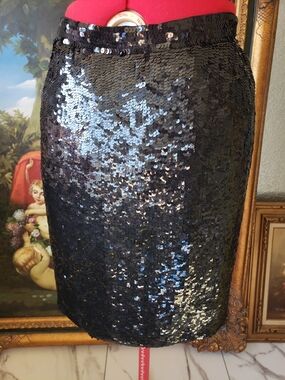 Black Full Sequin Pencil Skirt - Shimmering Evening Pencil